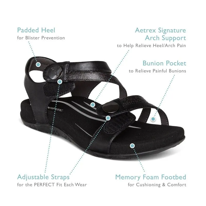 Aetrex Women's Jess Sandals- Smoke