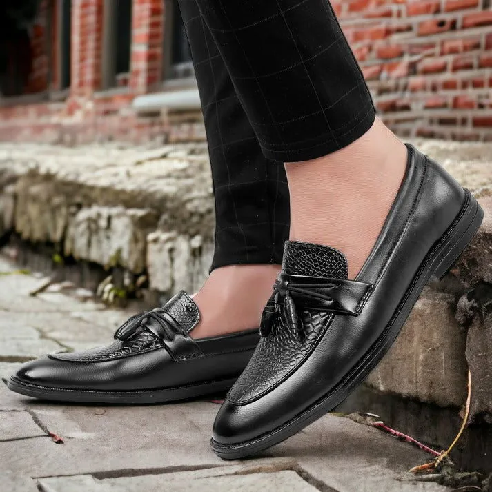 Black Dress Faux leather casual moccasins slip-on shoes