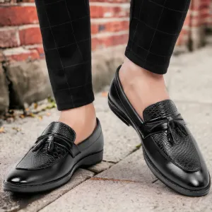 Black Dress Faux leather casual moccasins slip-on shoes