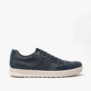 BYWAY Mens Leather Trainers Marine