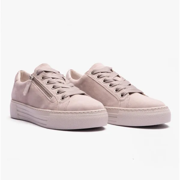 CAMPUS Ladies Wide Platform Suede Trainers Taupe