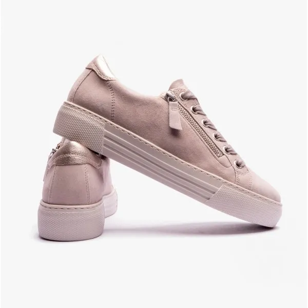 CAMPUS Ladies Wide Platform Suede Trainers Taupe