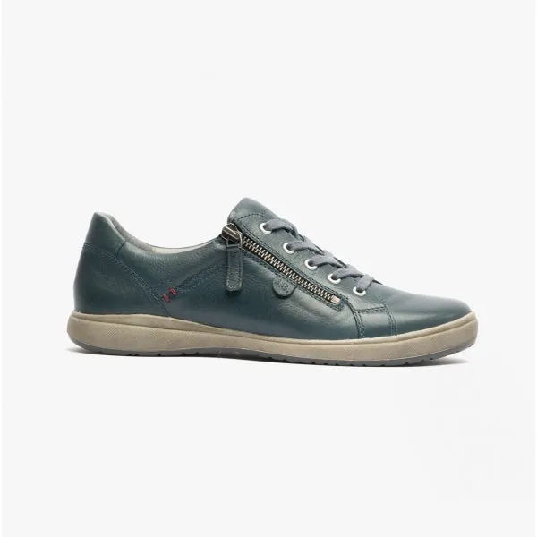 CAREN 12 Ladies Leather Trainers Ocean