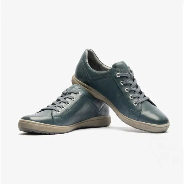CAREN 12 Ladies Leather Trainers Ocean