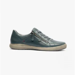 CAREN 12 Ladies Leather Trainers Ocean