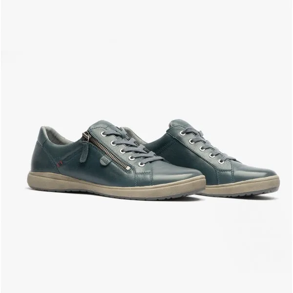 CAREN 12 Ladies Leather Trainers Ocean