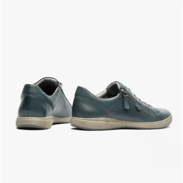 CAREN 12 Ladies Leather Trainers Ocean