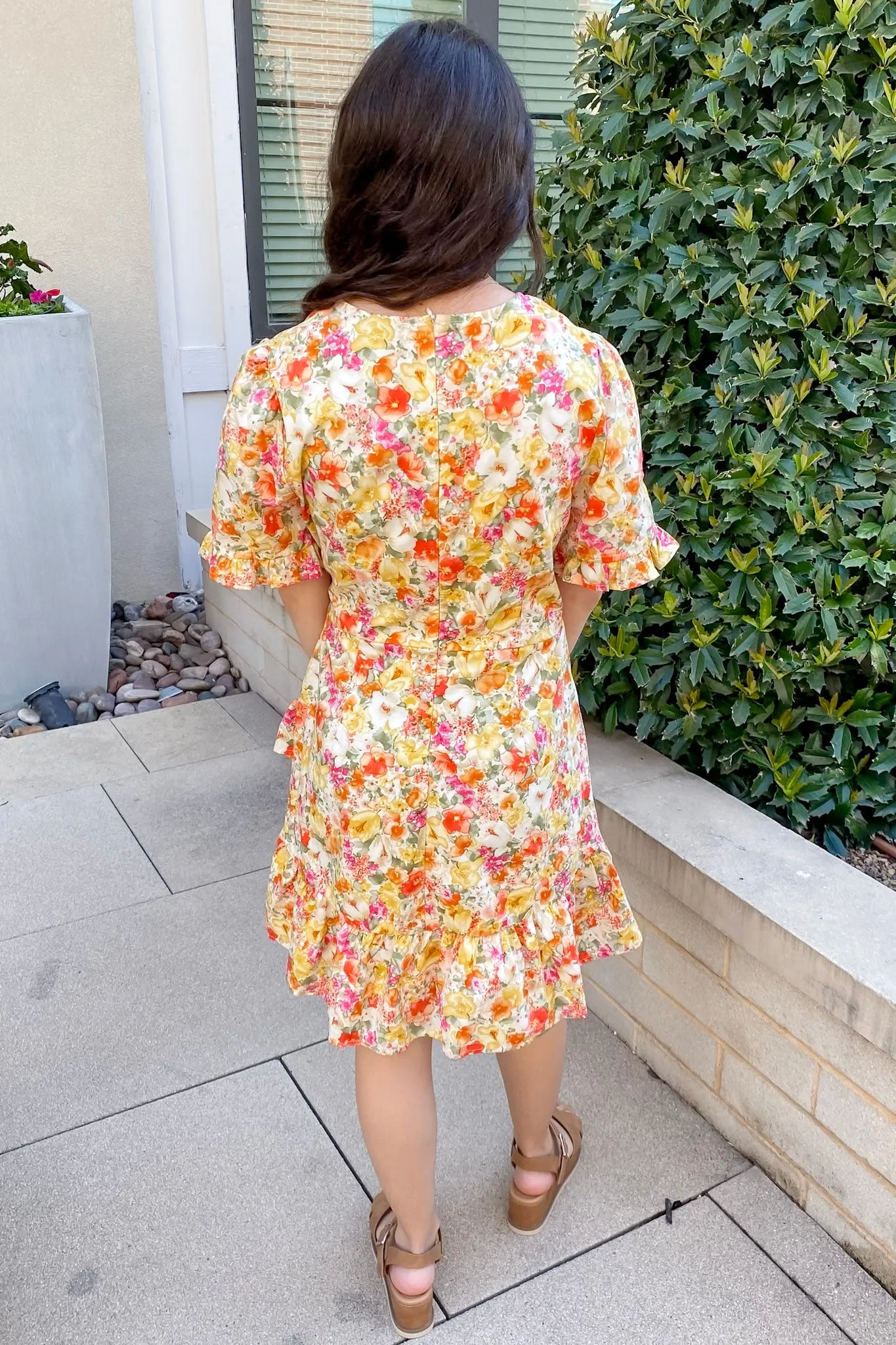 Change Your Mind Orange Floral Print Wrap Dress