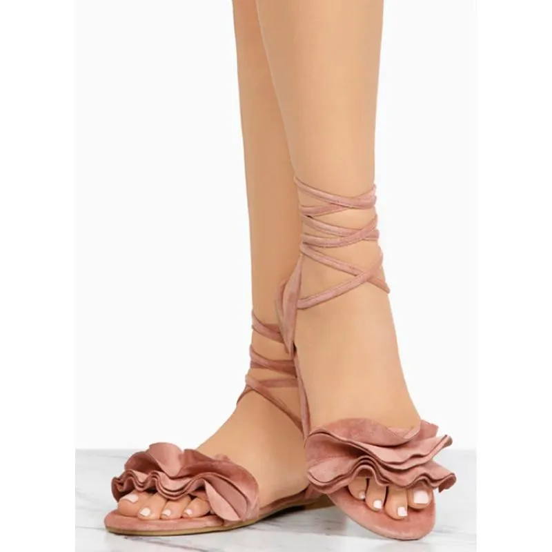 Chicvane Flower Deco Flat Strappy Sandals