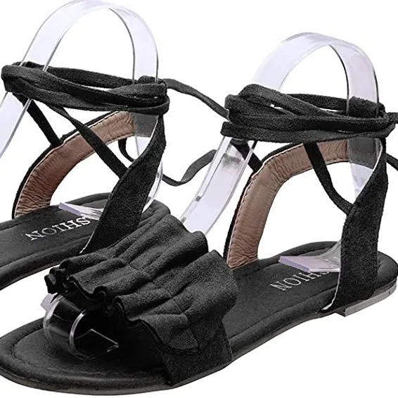 Chicvane Flower Deco Flat Strappy Sandals