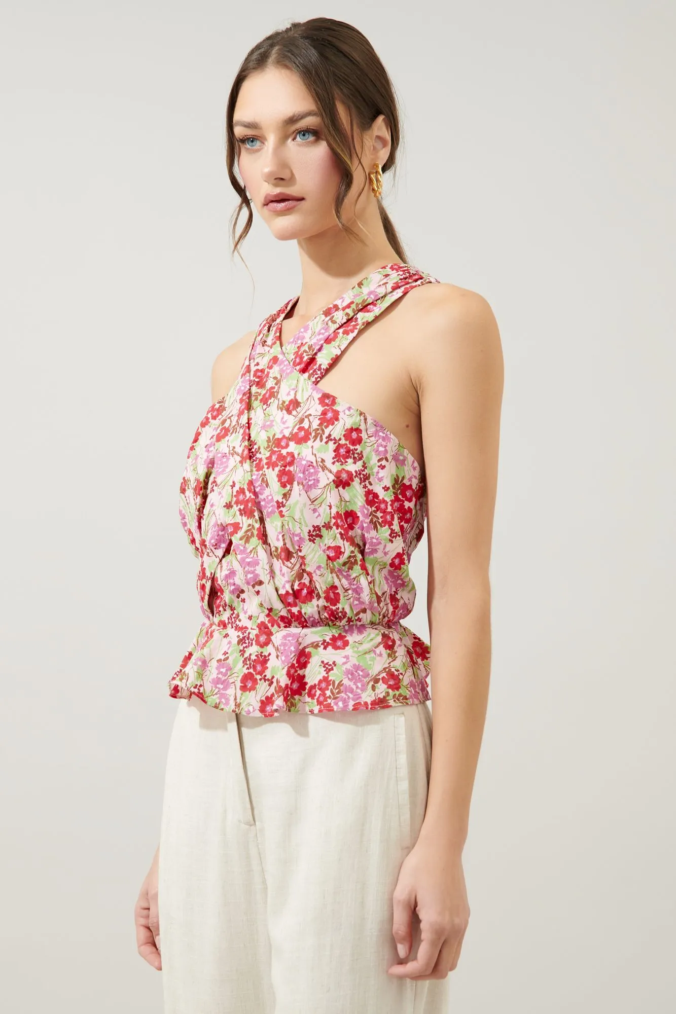 Dione Cross Front Peplum Top