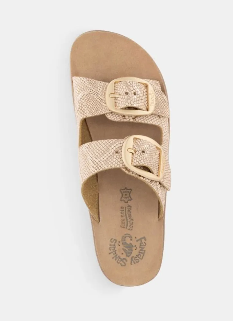 Fantasy sandals rose gold leather platform sandals