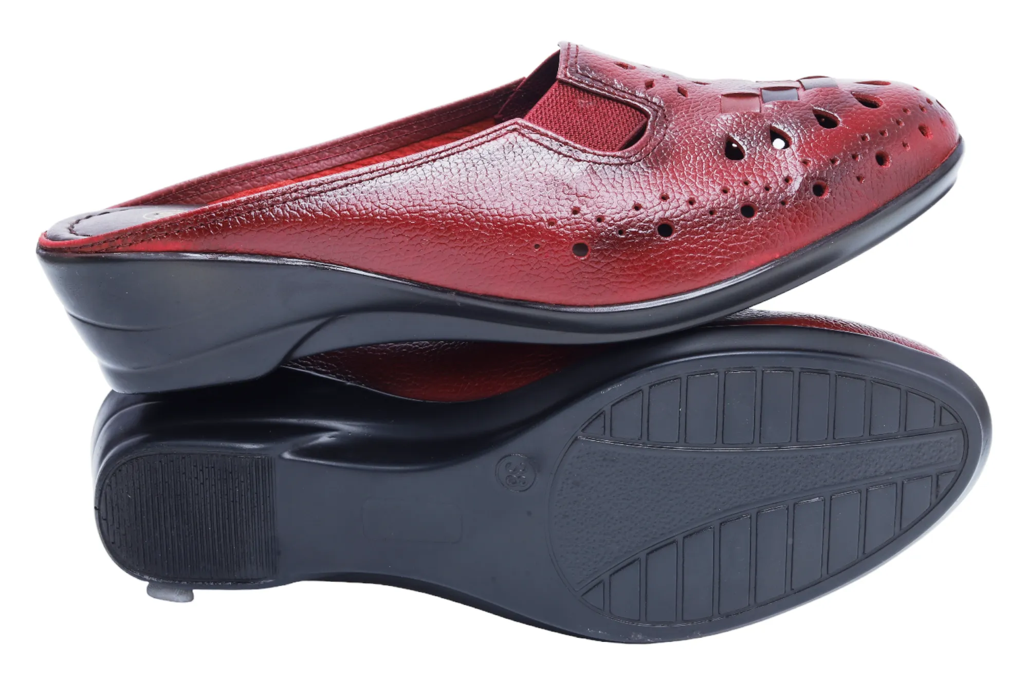 Ladies Leather Heel Mules Cut 999510