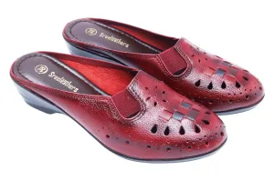 Ladies Leather Heel Mules Cut 999510