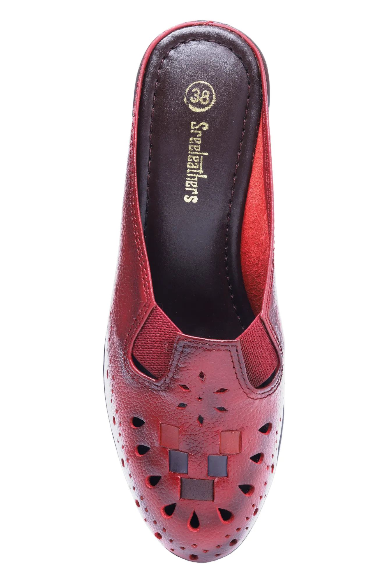 Ladies Leather Heel Mules Cut 999510