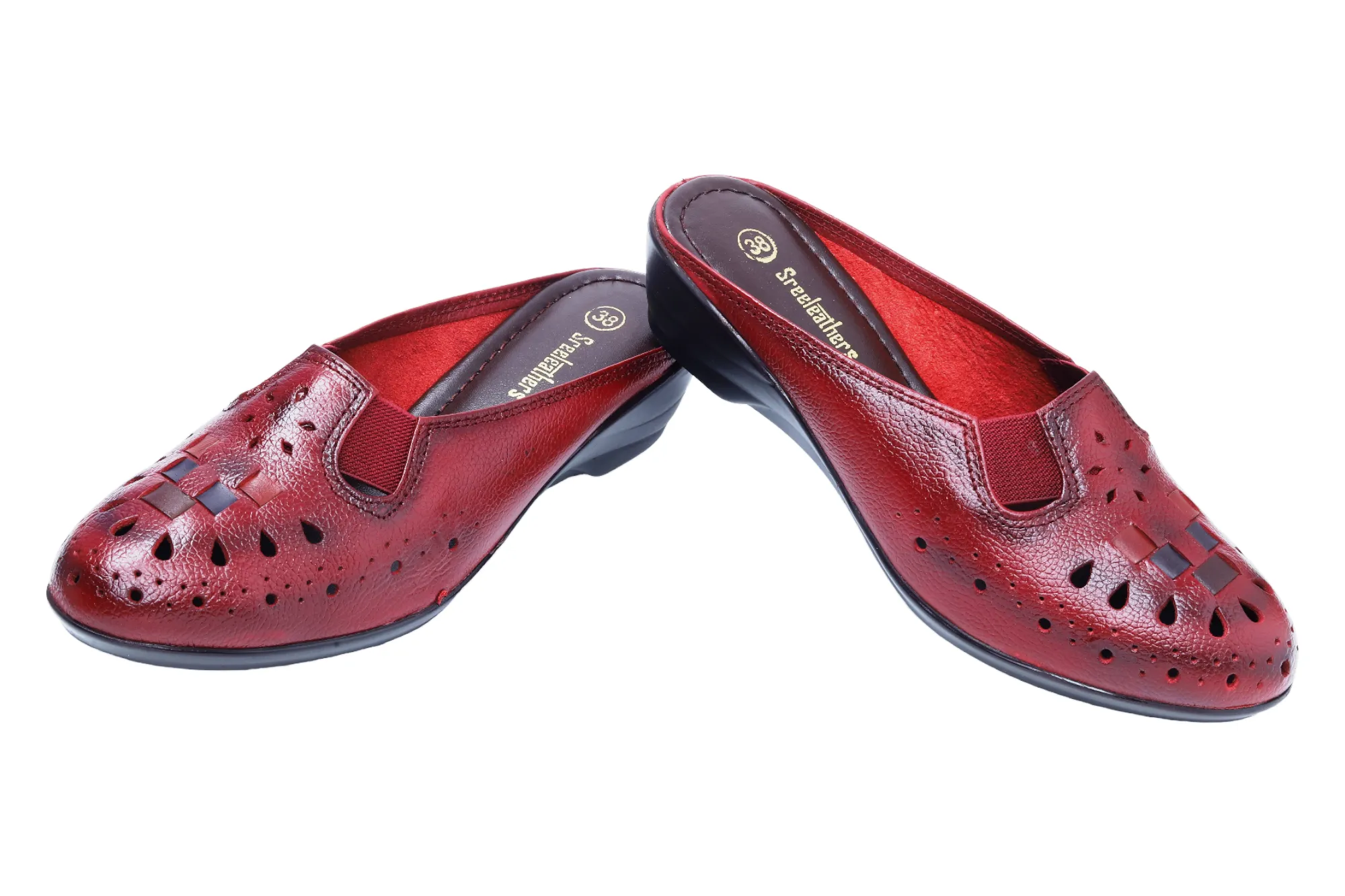 Ladies Leather Heel Mules Cut 999510