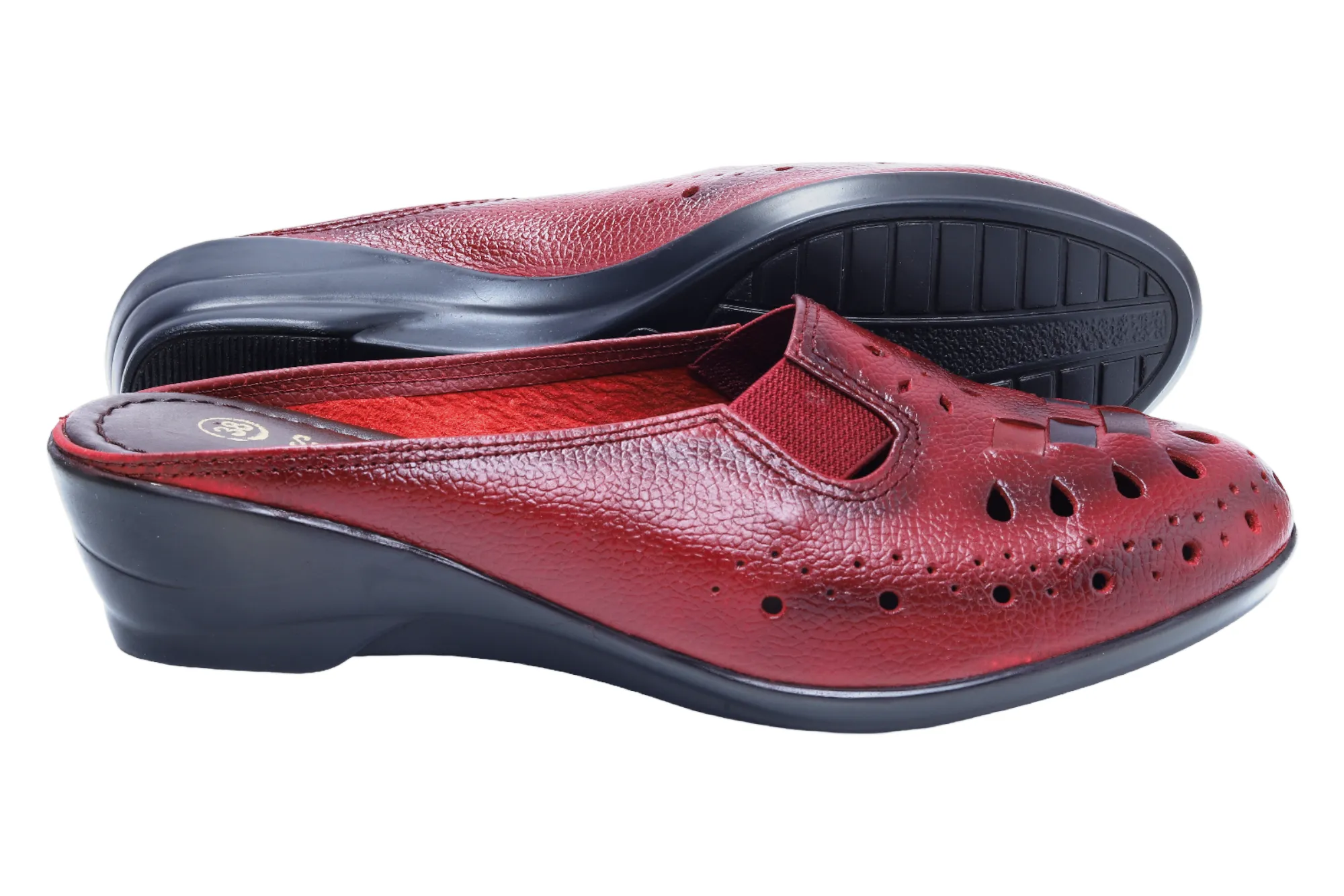 Ladies Leather Heel Mules Cut 999510