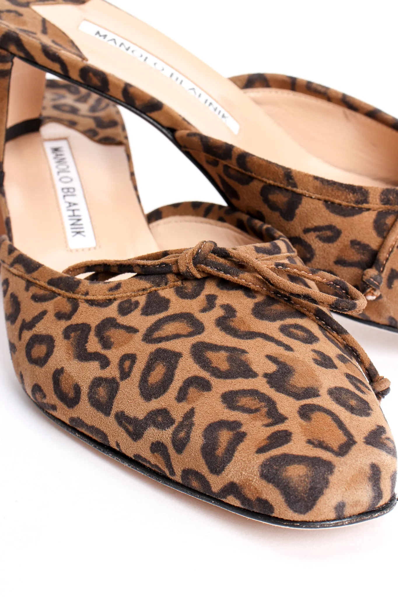 Leopard Suede Block Heel Mules