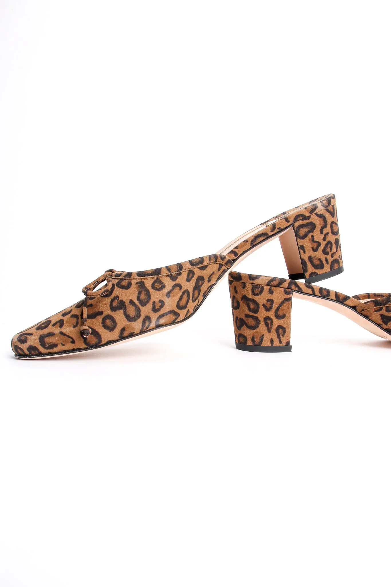 Leopard Suede Block Heel Mules