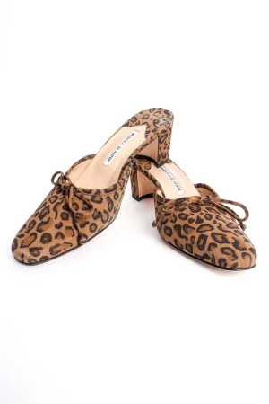 Leopard Suede Block Heel Mules