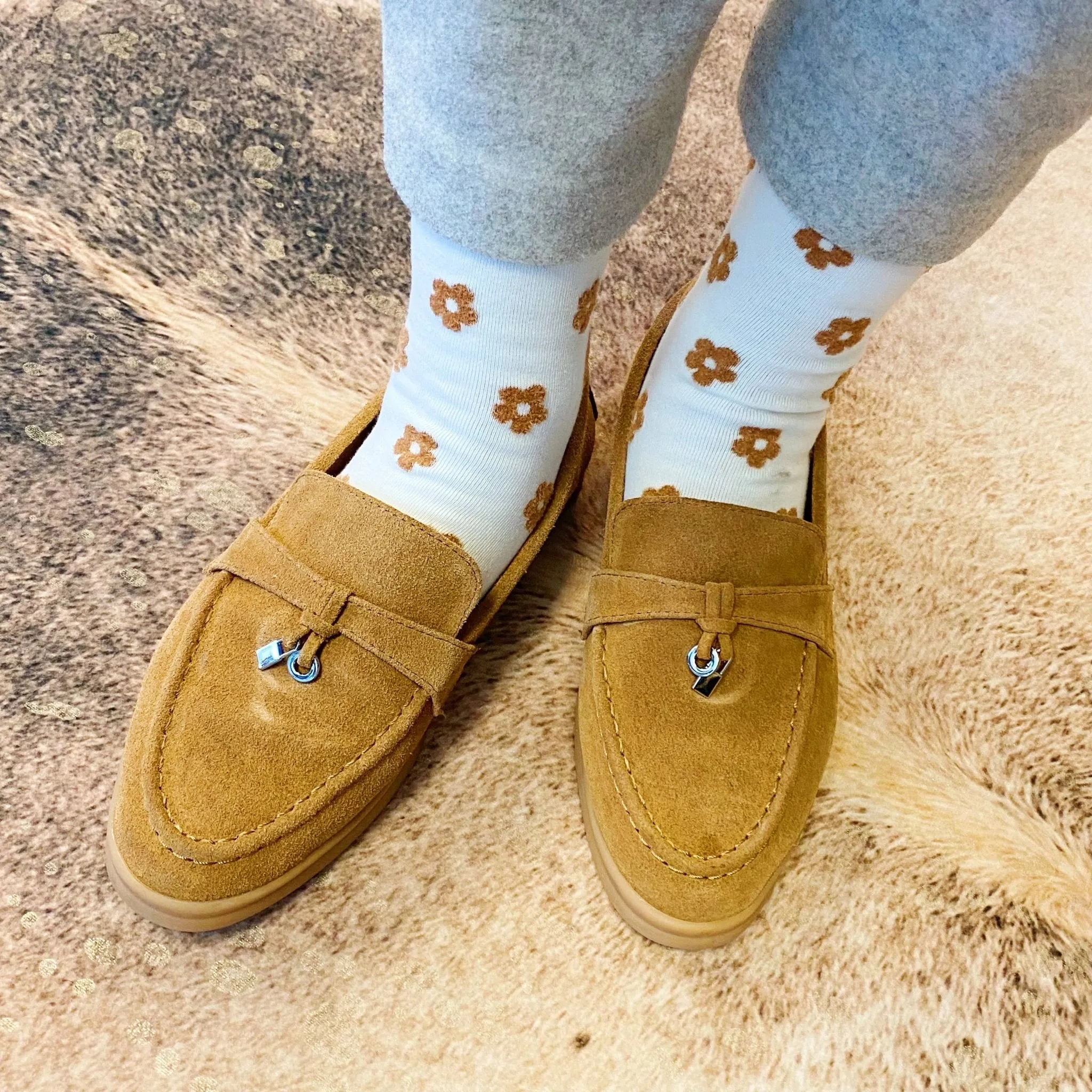 Mini Daisy Happiness Socks - Cream