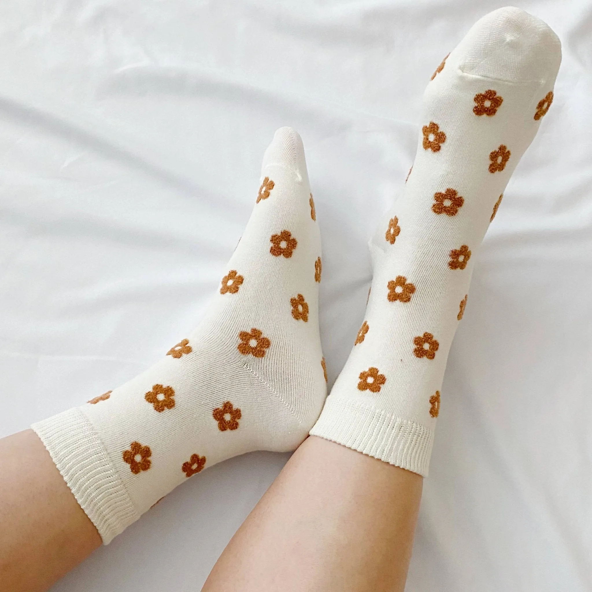 Mini Daisy Happiness Socks - Cream