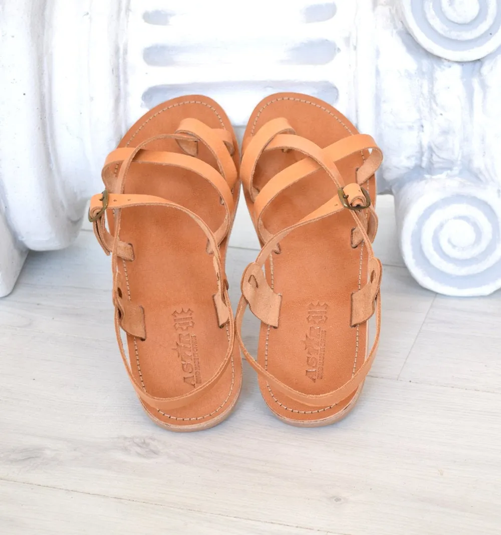 Natural tan sandals, Hippie gladiator sandals, Bohemian leather sandals, Roman sandals, handmade sandals, men sandals TILOS