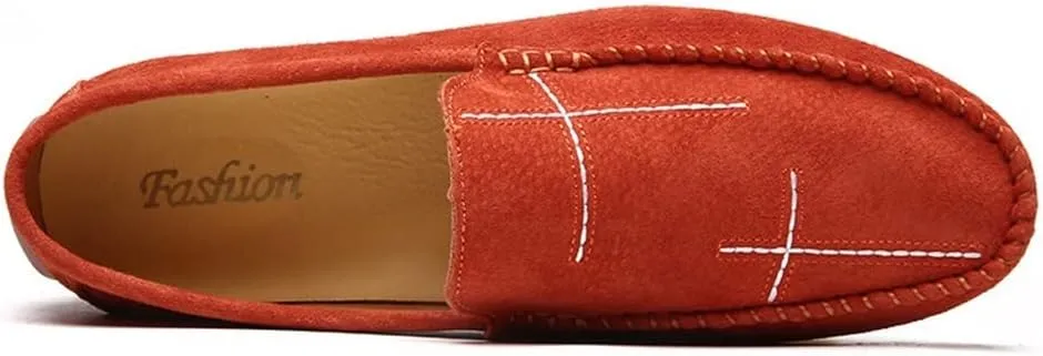 New Loafers for Men Stitching Details Suede Vamp Rubber Sole Vegan Leather Comfortable Flexible Flat Heel Classic Casual Slip-ons