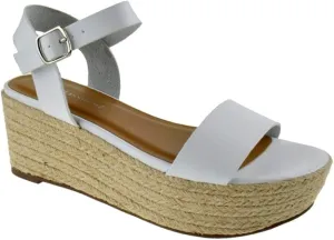 Womens Casual Slingback Fabric Espadrille Platform Wedge Dress Sandals White 6.5
