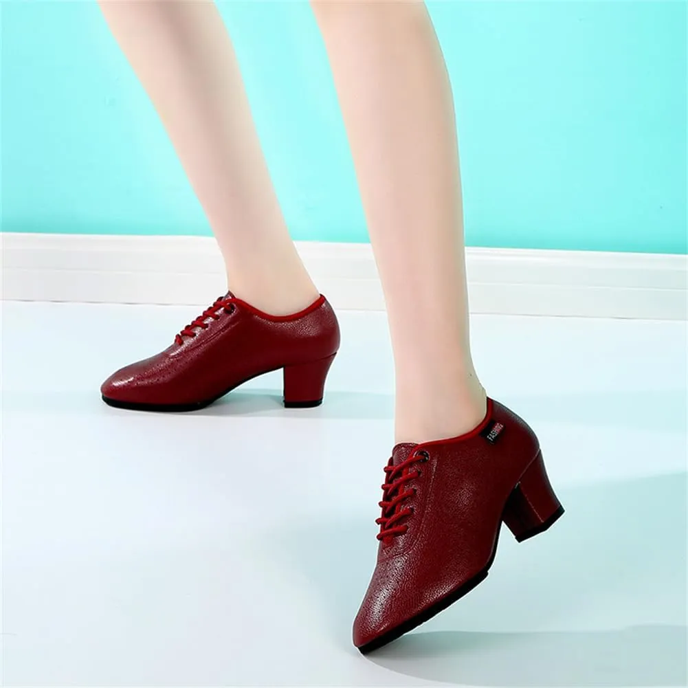 Women's Jazz Shoes, Lace Up Dancing Trainers Breathable Ladies Split Rubber Sole Dance Sports Shoes