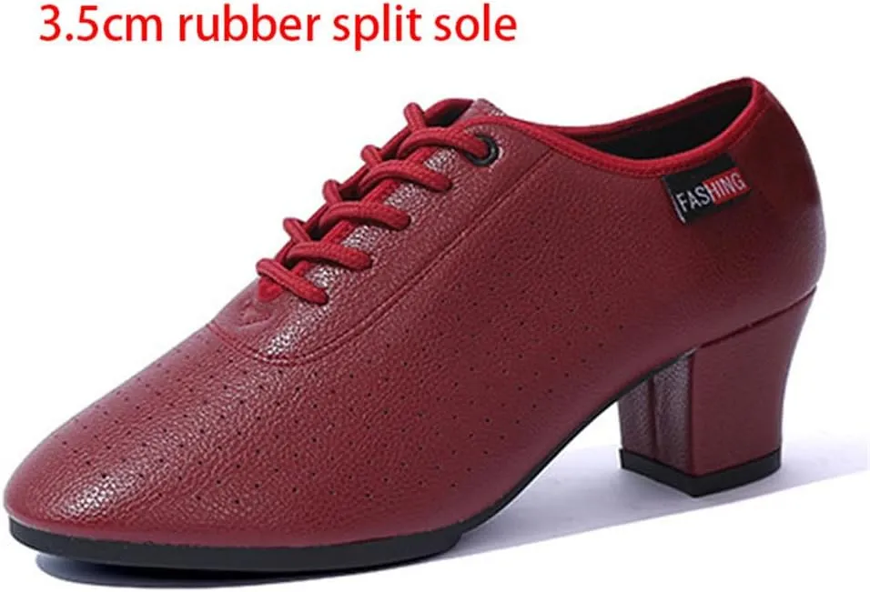 Women's Jazz Shoes, Lace Up Dancing Trainers Breathable Ladies Split Rubber Sole Dance Sports Shoes
